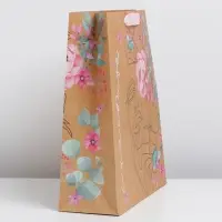 Пакет подарочный крафтовый, упаковка, &laquo;Счастье сейчас&raquo;, M 26&times;30&times;9 см