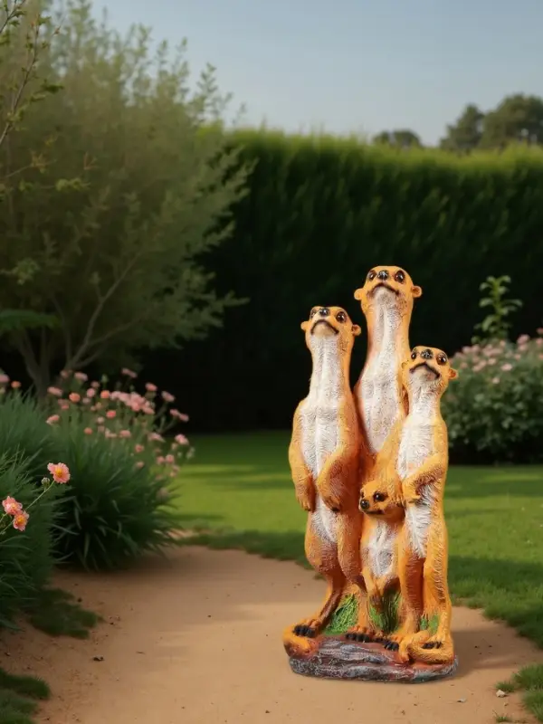 Садовая фигура из полистоуна &laquo;Сурикаты четвёрка&raquo;, 46&times;17&times;20 см
