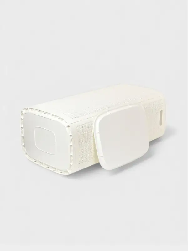 Плетёная корзина для белья с крышкой Плетёная корзина для белья с крышкой "Лён" 100л 43×32×80см, цвет белый