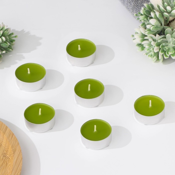 Набор чайных свечей ароматических Набор чайных свечей ароматических "Хвоя", 3,8х1,6 см, 3,5 ч, 12 г, 6 штук