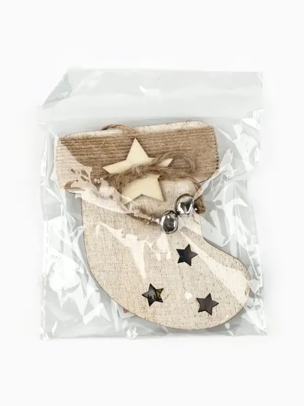 Ёлочная игрушка новогодняя &laquo;Носочек&raquo;, дерево, 9&times;10 см