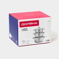 Набор кастрюль Доляна &laquo;Сильве&raquo;, 3 предмета: 1.6 л, 2.3 л, 3.2 л, нержавеющая сталь