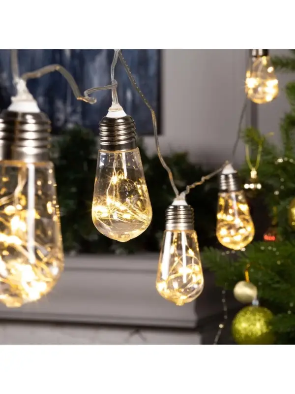 Гирлянда &laquo;Нить&raquo; 3 м с насадками &laquo;Лампа&raquo;, IP20, прозрачная нить, 80 LED, свечение тёплое белое, 8 режимов, 220 В