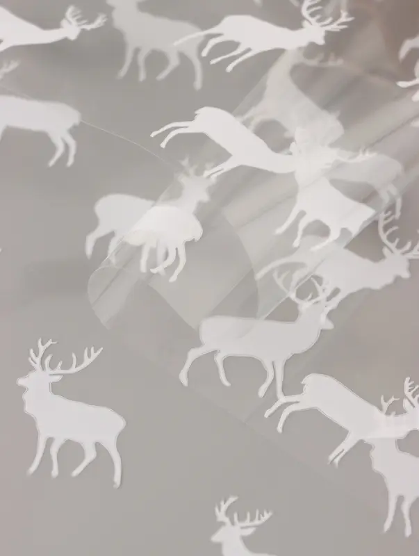 Пленка новогодняя глянцевая &laquo;Северные олени&raquo;, прозрачная, белый, 0.7&times;7.5 м, 40 мкм, 200 г