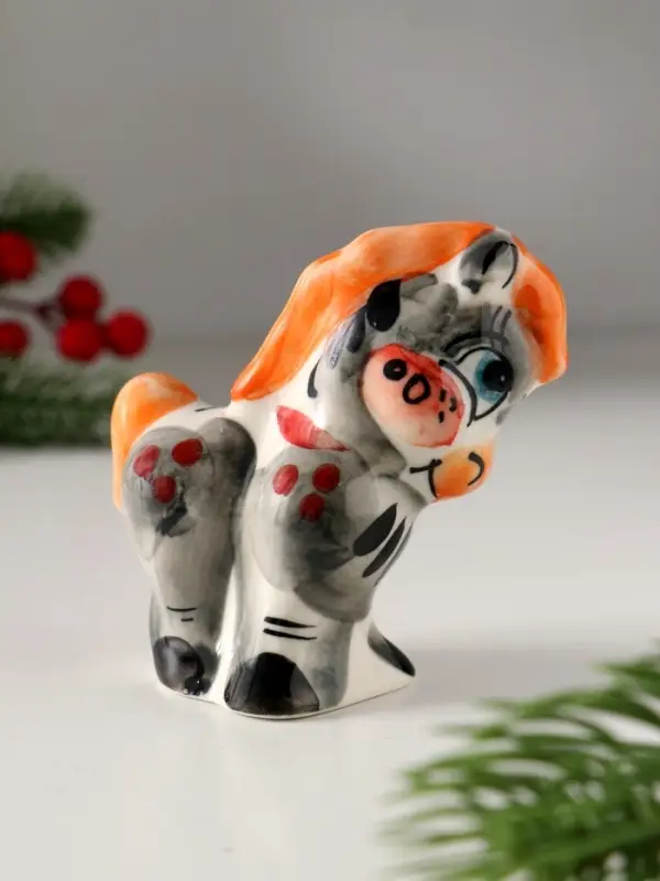 Сувенир Пони, 8х8 см, гжель, цвет Сувенир Пони, 8х8 см, гжель, цвет