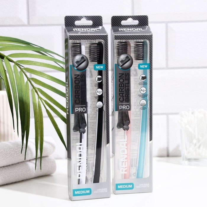 Зубная щётка Rendall средней жёсткости, с углем Carbon Bristles, 2 шт. МИКС Зубная щётка Rendall средней жёсткости, с углем Carbon Bristles, 2 шт. МИКС