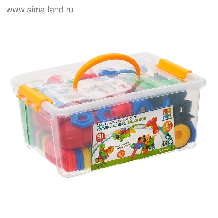 Конструктор винтовой «Пазл», с электрическим шуруповертом, 91 деталь Конструктор винтовой «Пазл», с электрическим шуруповертом, 91 деталь