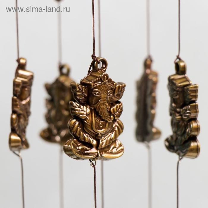 Музыка ветра металл 5 колокольчиков 6 фигурок Музыка ветра металл 5 колокольчиков 6 фигурок "Ганеша" h=54 см