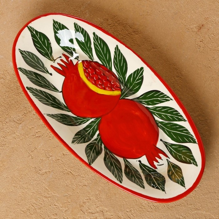 Селедочница Риштанская Керамика  Селедочница Риштанская Керамика "Гранаты", 24 см