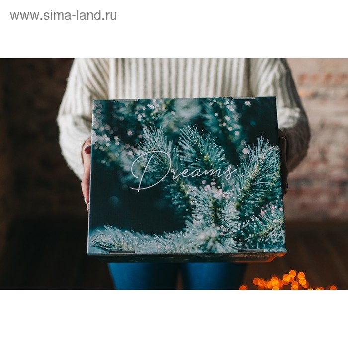 Коробка подарочная новогодняя складная «Dreams», 31,2 х 25,6 х 16,1 см, Новый год Коробка подарочная новогодняя складная «Dreams», 31,2 х 25,6 х 16,1 см, Новый год