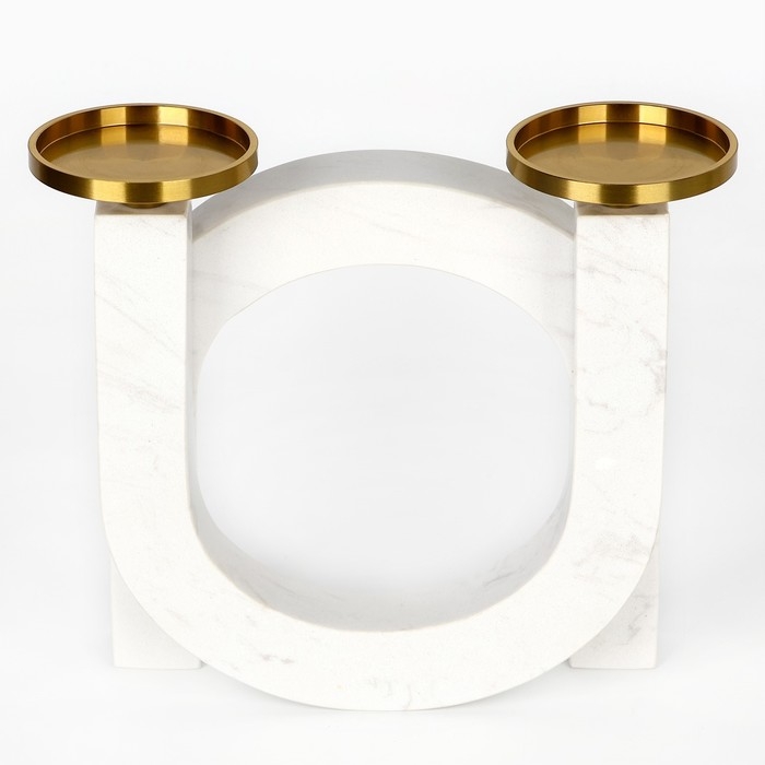Подсвечник латунь, мрамор «Камелия» 19 х 18 х 8 см