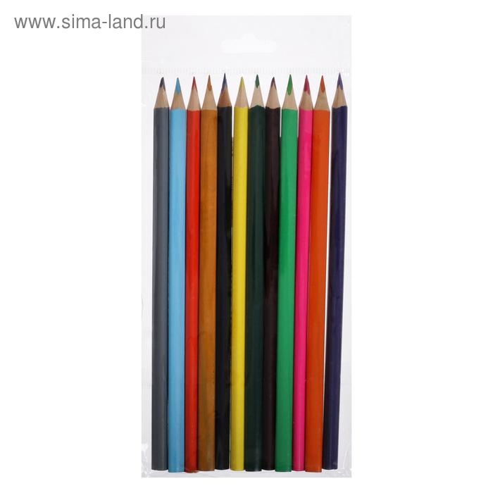 Карандаши 12 цветов, корпус деревянный, треугольный Карандаши 12 цветов, корпус деревянный, треугольный