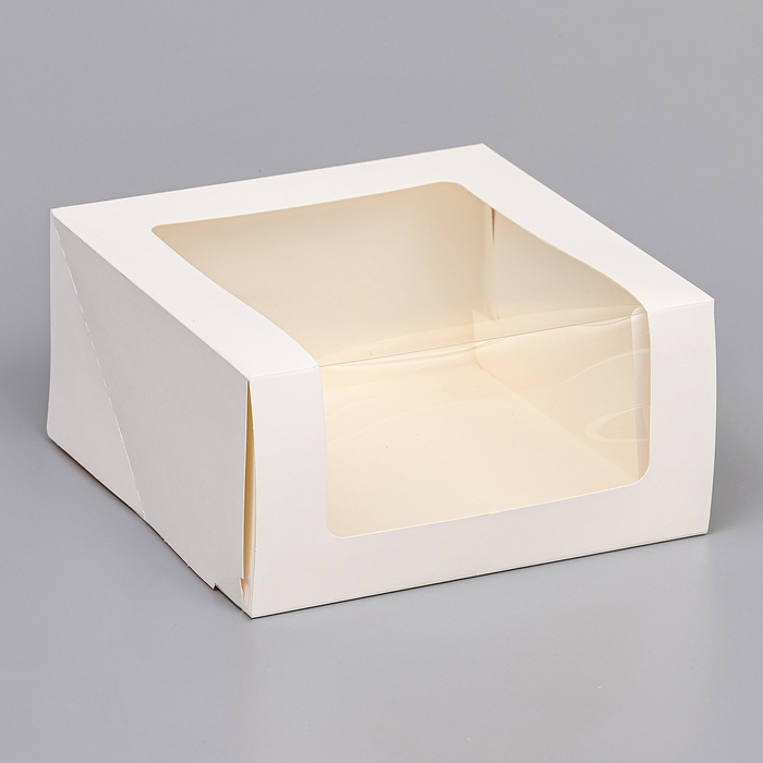 Кондитерская упаковка с окном Кондитерская упаковка с окном "Мусс", белый, 23,5 х 23,5 х 11,5 см