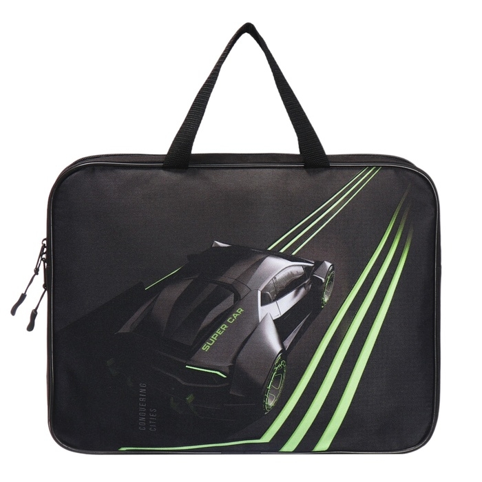 Папка с ручками текстильная А4, 370 х 280 х 60 мм, Stavia Папка с ручками текстильная А4, 370 х 280 х 60 мм, Stavia "Super car"