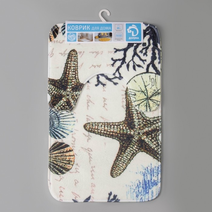 Набор ковриков для ванной и туалета Доляна «На дне», 2 шт: 40×45, 45×75 см