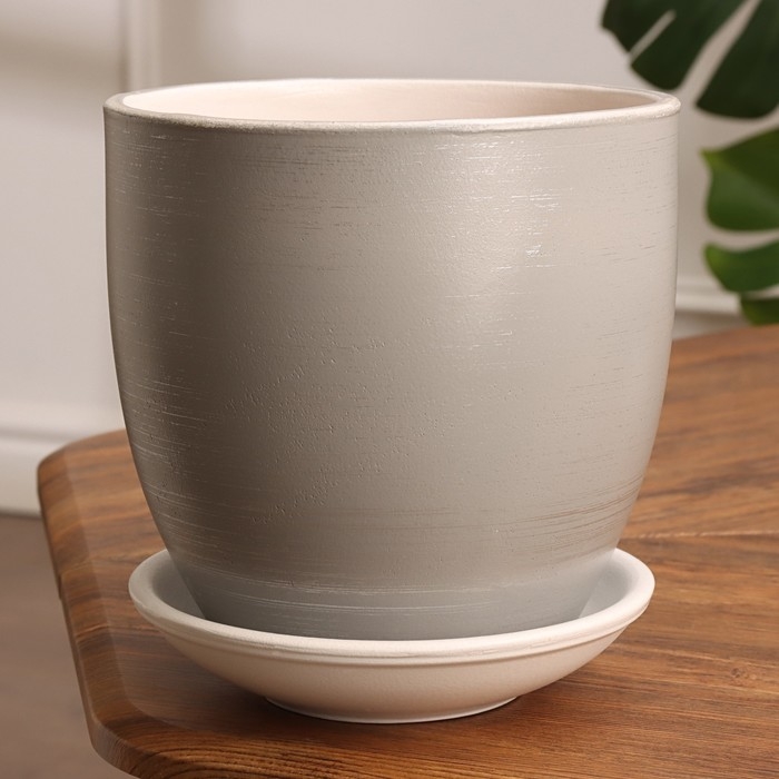 Горшок цветочный Горшок цветочный "Фоджа" серый линии 3,5 л