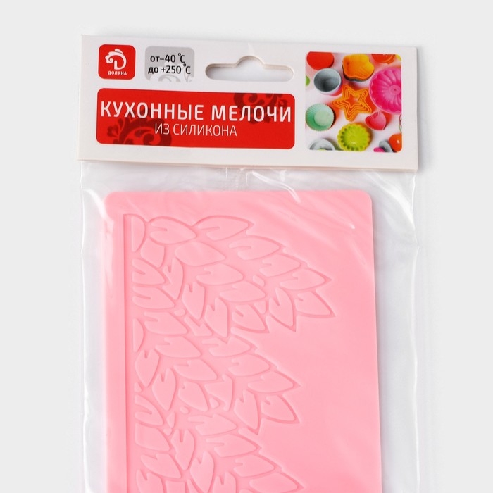 Коврик для айсинга Доляна «Листья», силикон, 37,5×8×0,1 см, цвет розовый Коврик для айсинга Доляна «Листья», силикон, 37,5×8×0,1 см, цвет розовый