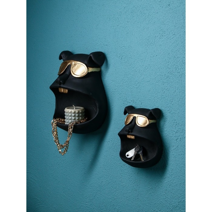 Набор подставок для мелочей «Собака», полистоун, 25 см, цвет чёрный Набор подставок для мелочей «Собака», полистоун, 25 см, цвет чёрный