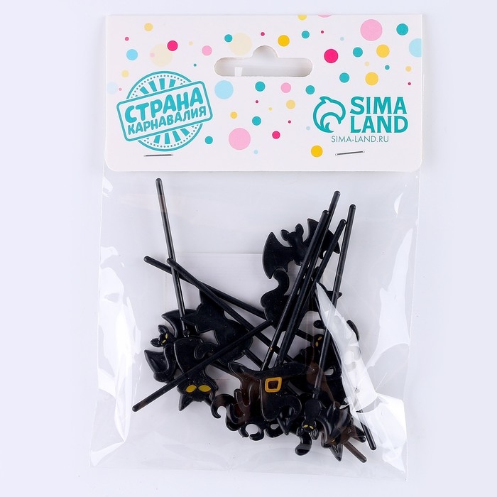 Шпажки «Хэллоуин», в набора 12 шт., цвет чёрный Шпажки «Хэллоуин», в набора 12 шт., цвет чёрный