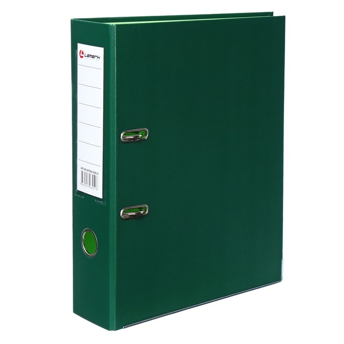 Папка-регистратор А4, 75 мм, Lamark, ПВХ, двухстороннее покрытие, металлическая окантовка, карман на корешок, собранная, зеленый/фисташковый Папка-регистратор А4, 75 мм, Lamark, ПВХ, двухстороннее покрытие, металлическая окантовка, карман на корешок, собранная, зеленый/фисташковый