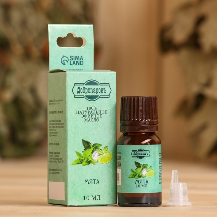 Эфирное масло Эфирное масло "Мята", флакон-капельница, аннотация, 10 мл, "Добропаровъ"