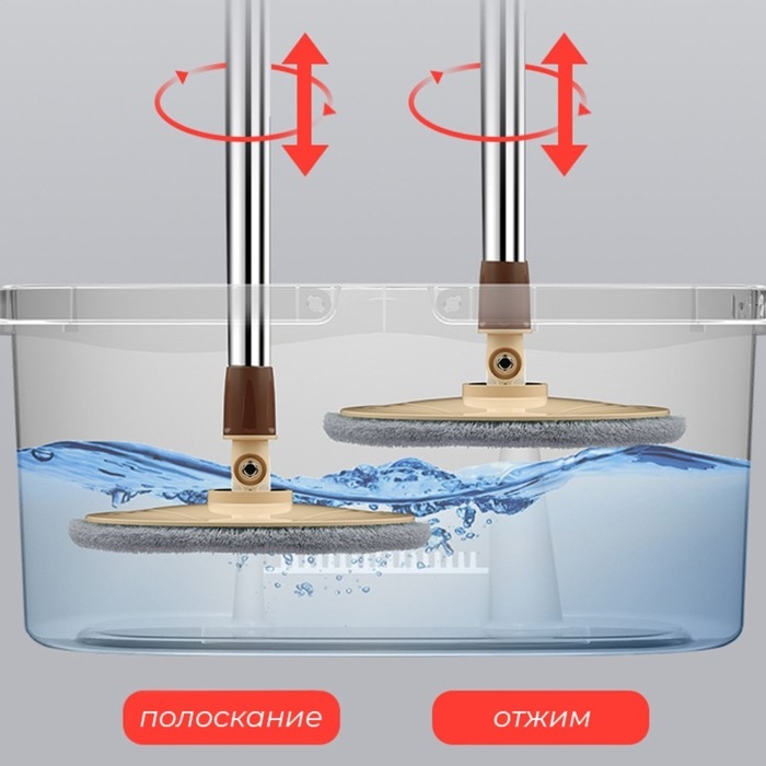 Швабра с отжимом и ведро Доляна, 42,5×29×18 см, 14 л, телескопическая ручка 80 - 110 см Швабра с отжимом и ведро Доляна, 42,5×29×18 см, 14 л, телескопическая ручка 80 - 110 см
