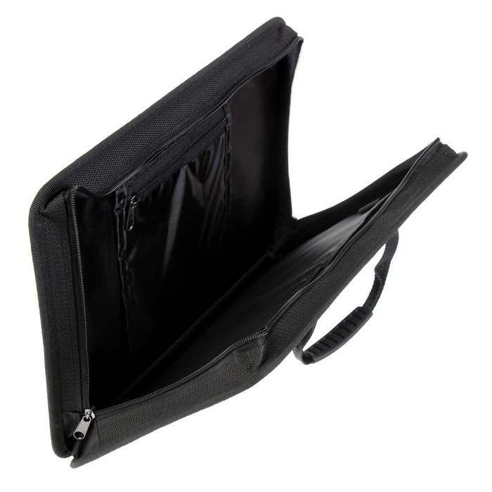 Папка с ручками текстильная, А4, 365 х 260 х 50 мм, 1С13 Папка с ручками текстильная, А4, 365 х 260 х 50 мм, 1С13 "Луга", каркасная, чёрная