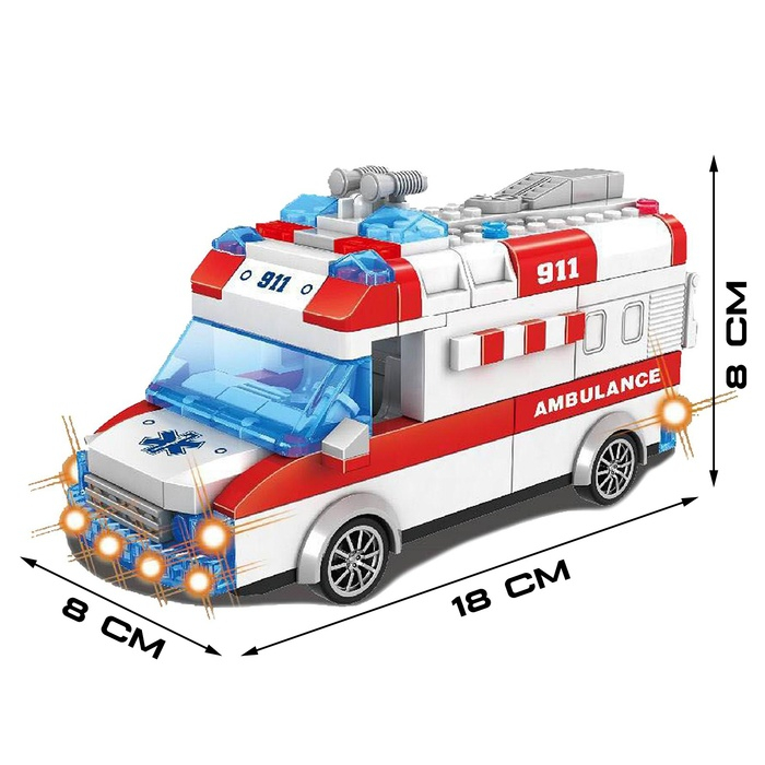 Конструктор &laquo;Скорая помощь&raquo;, свет, звук, инерция, 68 деталей
