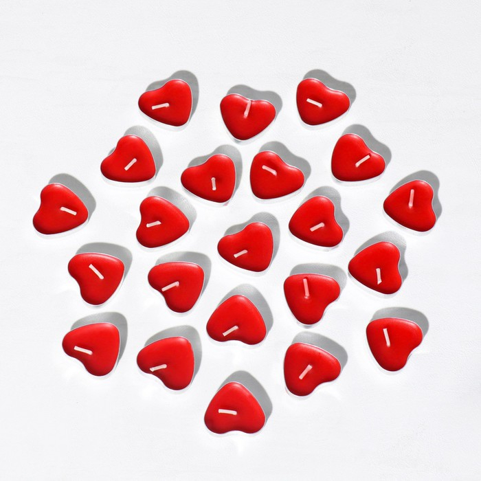 Свеча чайная  Свеча чайная "Сердце" 6г, 50шт, красные