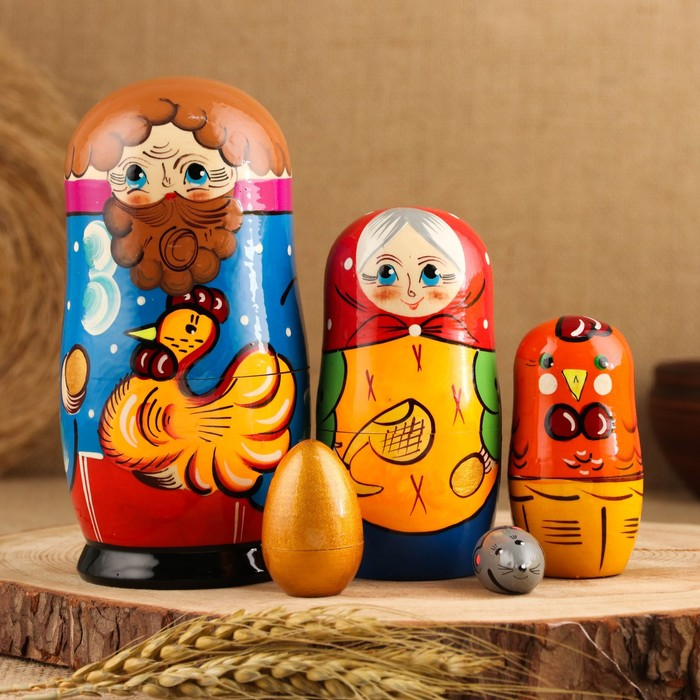 Матрёшка «Курочка Ряба», сюжетная, 5 кукольная, 13,5 - 15 см., микс Матрёшка «Курочка Ряба», сюжетная, 5 кукольная, 13,5 - 15 см., микс