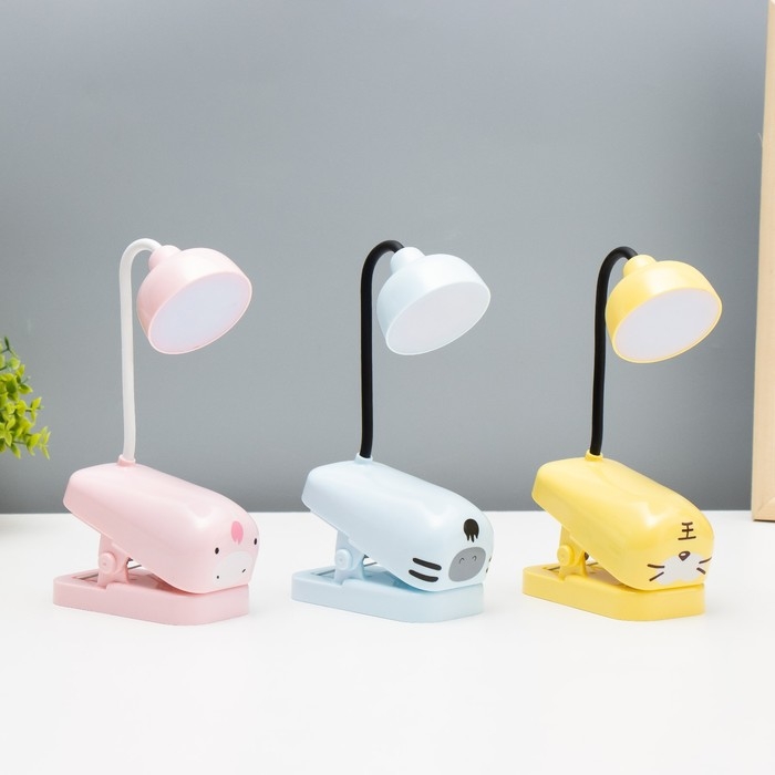 Настольная лампа на прищепке Настольная лампа на прищепке "Мультяши" LED 3Вт USB АКБ МИКС 5,7х10,5х25 см RISALUX