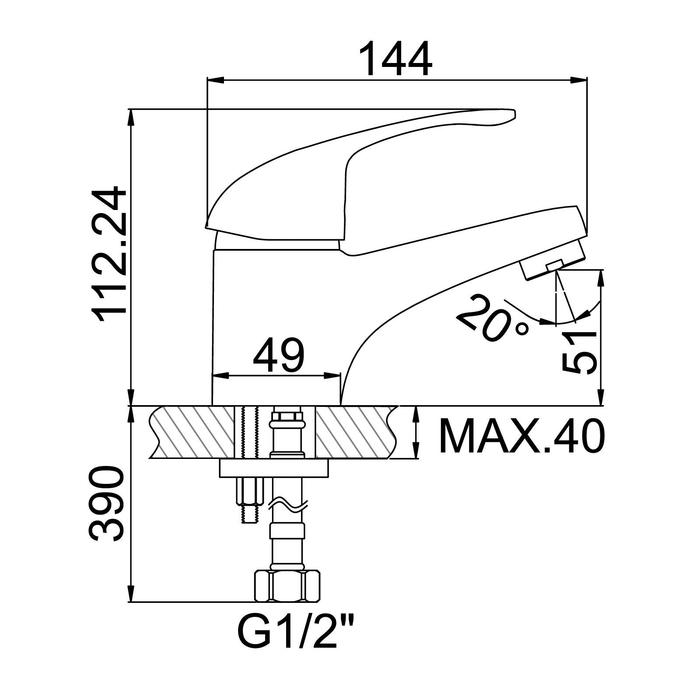 Смеситель для раковины Accoona A9043, однорычажный, силумин, хром Смеситель для раковины Accoona A9043, однорычажный, силумин, хром