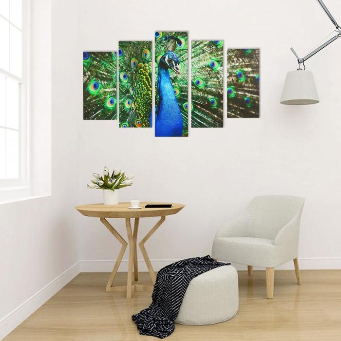 Картина модульная на подрамнике  Картина модульная на подрамнике "Павлин"  2-25х52, 2-25х66,5,1-25х80, 80*140 см