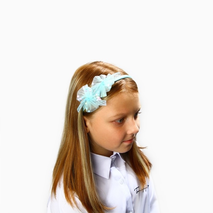 Ободок для волос голубой, цветы, 11 см, Холодное сердце Ободок для волос голубой, цветы, 11 см, Холодное сердце