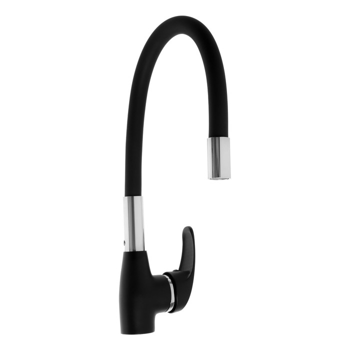 Смеситель для кухни ZEIN Z6972, силиконовый излив, картридж 40 мм, латунь, черный/хром Смеситель для кухни ZEIN Z6972, силиконовый излив, картридж 40 мм, латунь, черный/хром