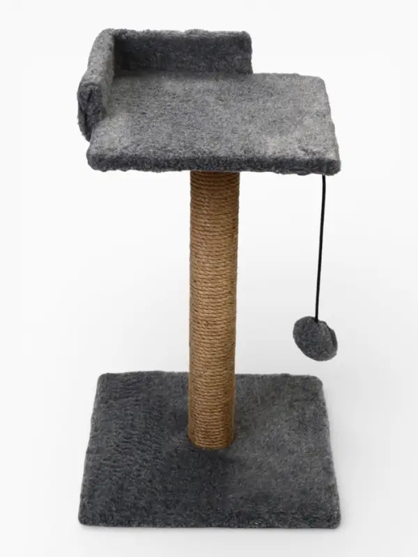 Когтеточка - столбик Petmil «Релакс», 60×35×35 см, с полкой - лежанкой и игрушкой, джут, серая Когтеточка - столбик Petmil «Релакс», 60×35×35 см, с полкой - лежанкой и игрушкой, джут, серая