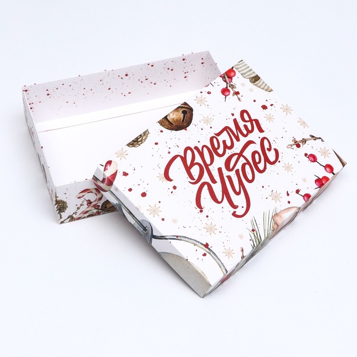 Новый год. Коробка подарочная новогодняя складная, Новый год. Коробка подарочная новогодняя складная, "Акварель", 21 х 15 х 5,7 см