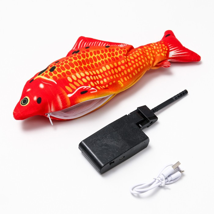 Игрушка для кошек  Игрушка для кошек "Золотой окунь" с двигающимся хвостом и с USB-зарядкой, 28 см