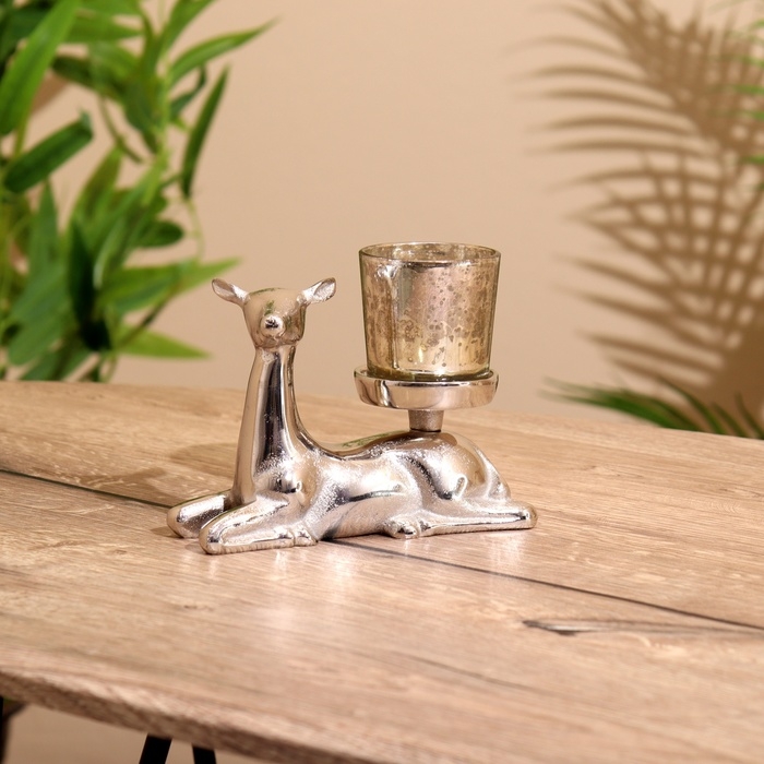 Подсвечник Подсвечник "Оленёнок" алюминий 15х6х11 см