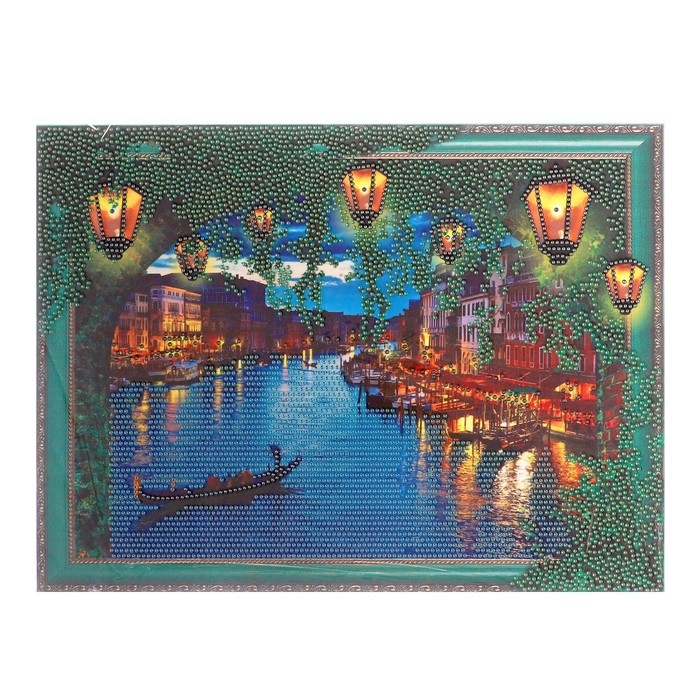 Алмазная мозаика с частичным заполнением и форменными стразами на раме «Закат», 30 х 40 см Алмазная мозаика с частичным заполнением и форменными стразами на раме «Закат», 30 х 40 см