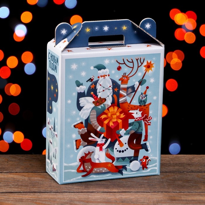 Подарочная коробка Подарочная коробка "Фантазия" в зеленом 16,8 х 7 х 25 см. Новый год