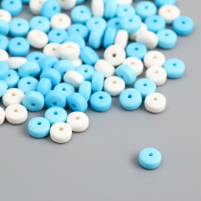 Бусины для творчества PVC Бусины для творчества PVC "Колечки. Морская пена" набор 112 шт 0,7х0,7х0,3 см