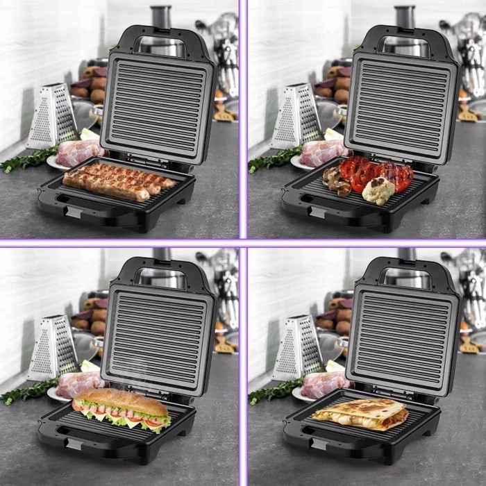 Бутербродница Kitfort КТ-3663, 1400 Вт, антипригарное покрытие, чёрная