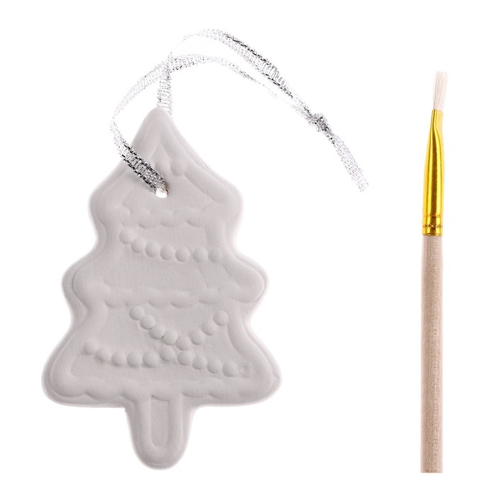 Новый год! Ёлочное украшение под раскраску «Ёлочка» с подвесом, кисть Новый год! Ёлочное украшение под раскраску «Ёлочка» с подвесом, кисть