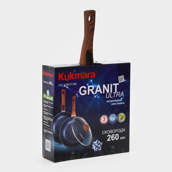 Сковорода Granit ultra black gold, 26 см, стеклянная крышка, антипригарное покрытие, съёмная ручка Сковорода Granit ultra black gold, 26 см, стеклянная крышка, антипригарное покрытие, съёмная ручка