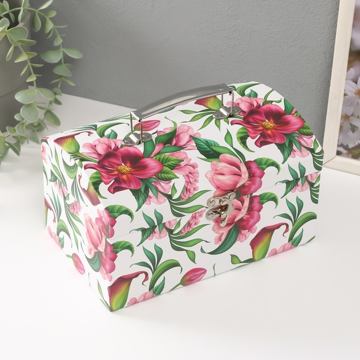 Шкатулка картон сундучок Шкатулка картон сундучок "Яркие цветы" набор 3 шт 26х18х16,5 24х16х14,5 22х14х12,7 см