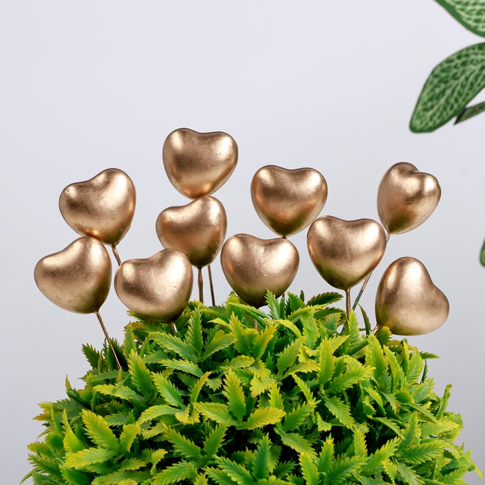 Штекер "Сердечко" золотистое, 3х1,5х2см / набор 30шт