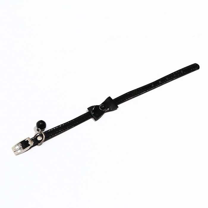 Ошейник Ошейник "Сияние" с бусиной и бубенчиком, 29 х 1 см, ОШ 21-26, чёрный