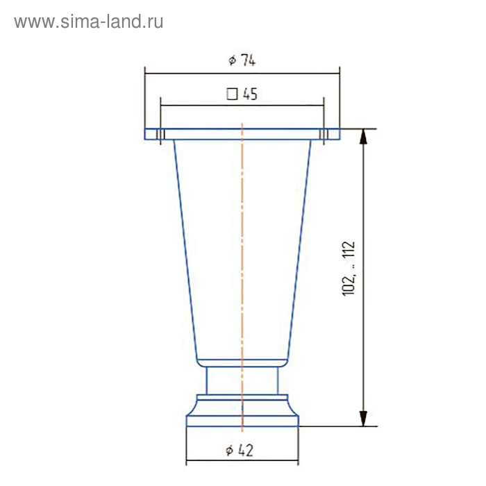 Опора регулируемая, Н=100 мм, цвет матовый хром Опора регулируемая, Н=100 мм, цвет матовый хром