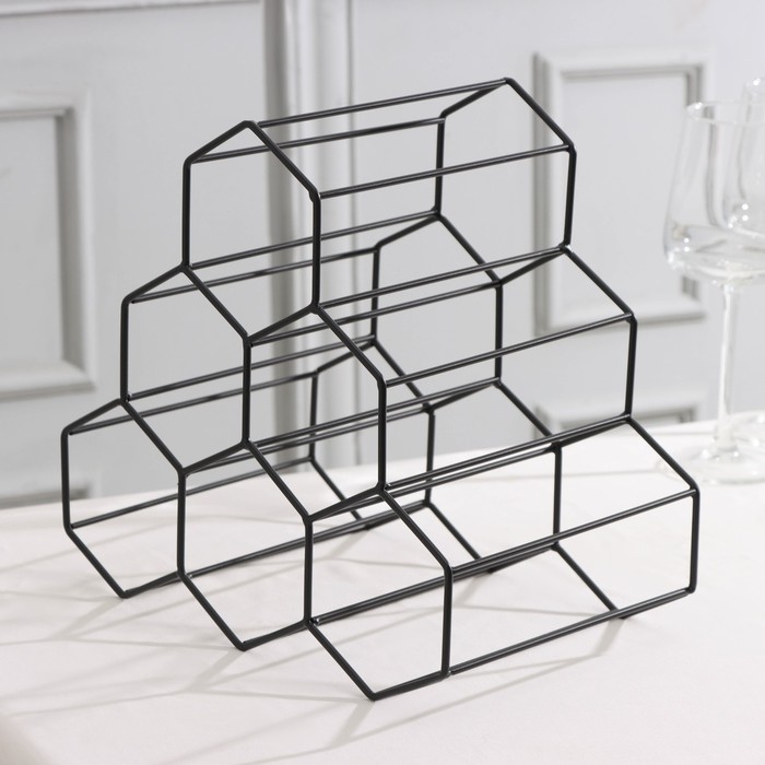 Подставка для бутылок Доляна «Соты», 28,5×27,4×21 см, цвет чёрный Подставка для бутылок Доляна «Соты», 28,5×27,4×21 см, цвет чёрный